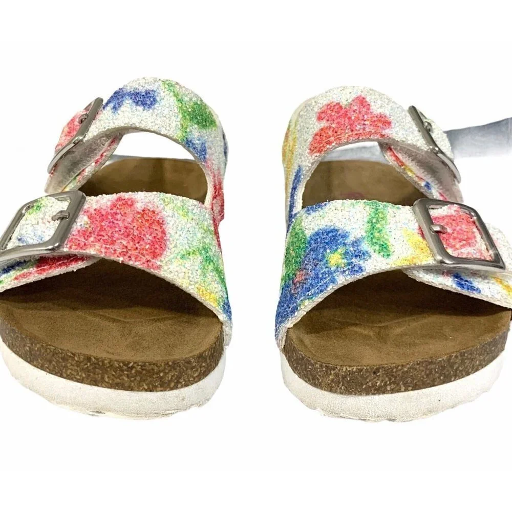Rachel Shoes Lil Jill 6M Baby Footbed Sandals Floral Glitter Buckle Summer Baby‎